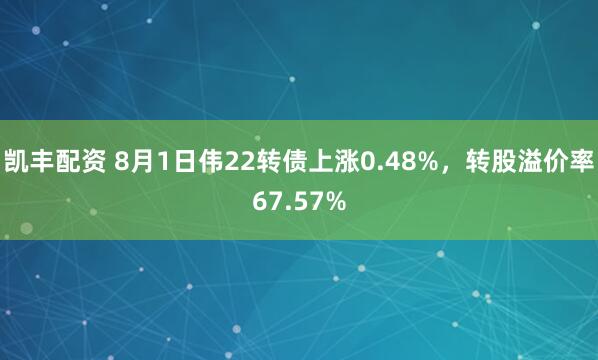凯丰配资 8月1日伟22转债上涨0.48%，转股溢价率67.57%